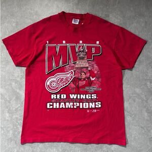1998 Vintage Detroit Red Wings Steve Yzerman Red T Shirt Size XL